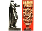 Gods of Egypt. (Left) Statue of Taweret, from Karnak. 7th-6th century BC. (Cairo Museum). (Right) Figurine of Bes. (University Museum, Philadelphia).